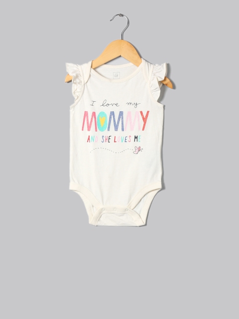 

GAP Girls' Happy Family Flutter Bodysuit, White