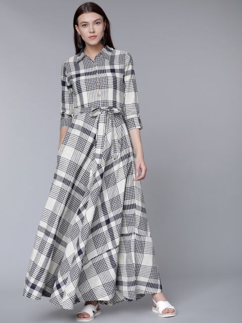 

Vishudh Women White Printed Maxi Dress
