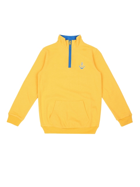 

POPPERS by Pantaloons Boys Yellow Solid Sweatshirt