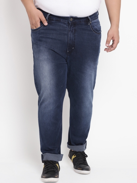 

John Pride Plus Size Men Blue Regular Fit Mid-Rise Clean Look Jeans