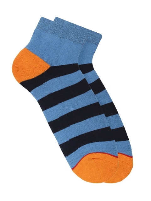 

Soxytoes Men Blue & Black Striped Ankle-Length Socks