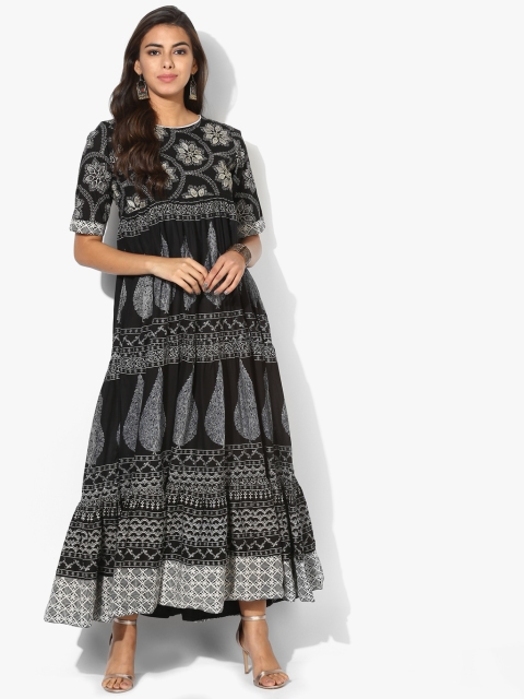 

Sangria Women Black Printed Tiered Anarkali Kurta