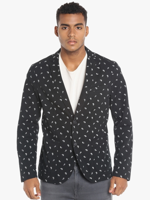 

Black Printed Regular Fit Pure Cotton Blazer