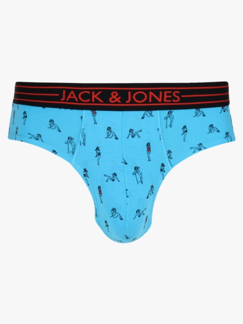 

Turquoise Printed Regular Fit Brief, Turquoise blue