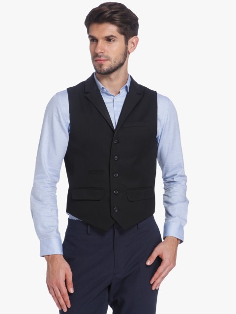 

Black Solid Waistcoat