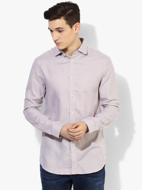 

Beige Printed Slim Fit Casual Shirt