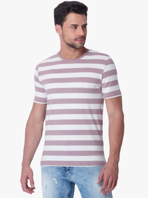 

White Striped Slim Fit Round Neck T-Shirt