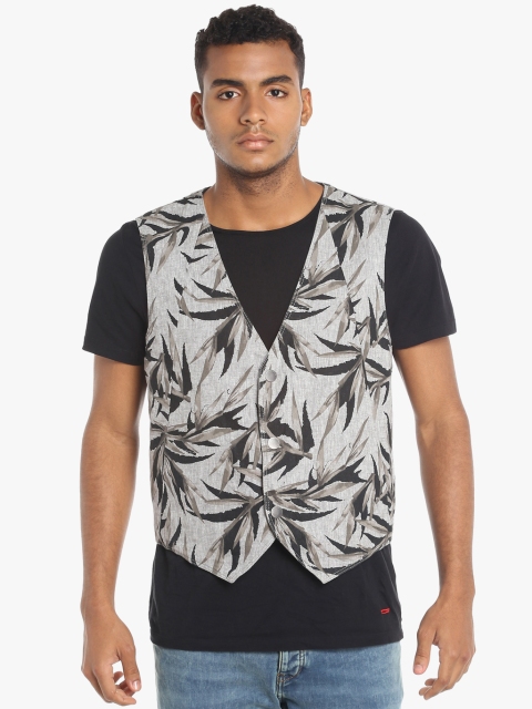 

Grey Printed Slim Fit Waistcoat