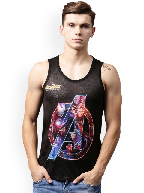 Marvel by Wear Your Mind Men Black Printed Round Neck T-shirt