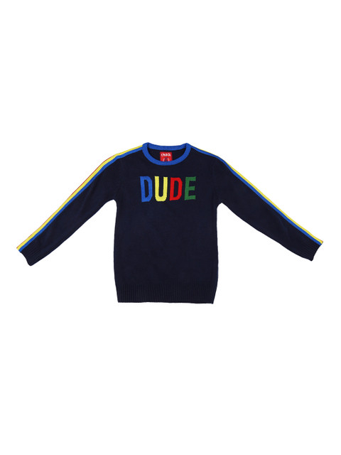 

CHALK by Pantaloons Boys Navy Blue Woven Design Sweater