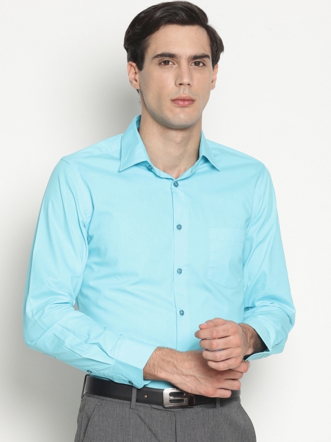 IVOC Men Turquoise Blue Smart Slim Fit Solid Formal Shirt