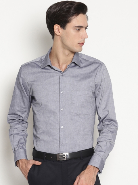 IVOC Men Navy Blue Smart Slim Fit Solid Formal Shirt