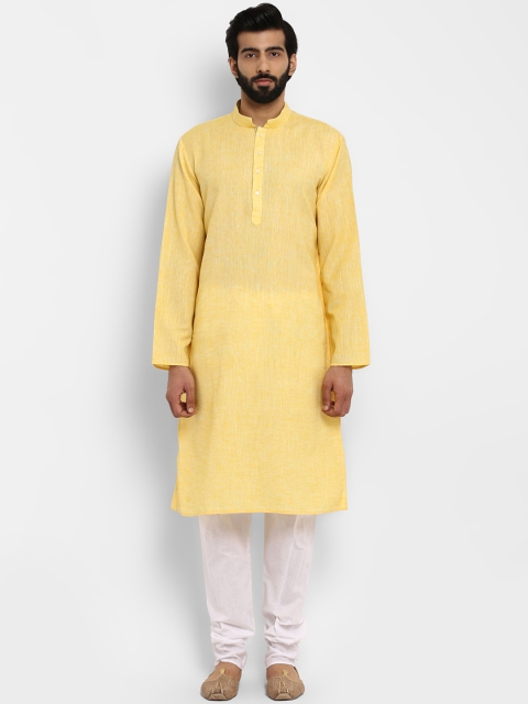 

ethnix Men Yellow Solid Kurta with Salwar