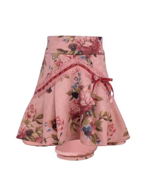 

CUTECUMBER Girls Rust Pink Printed A-Line Skirt