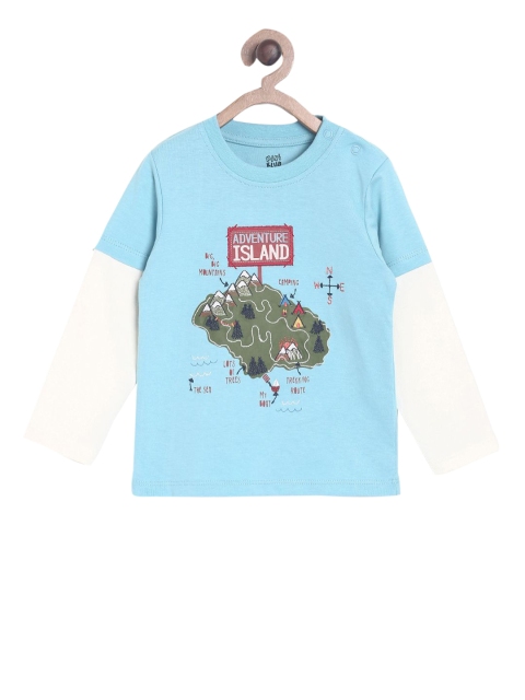 

MINI KLUB Boys Blue Printed Round Neck T-shirt