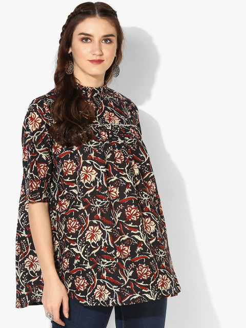 

Black Printed Plus Size Top