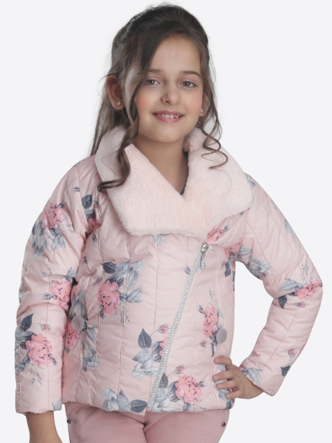 

CUTECUMBER Girls Pink Printed Padded Jacket
