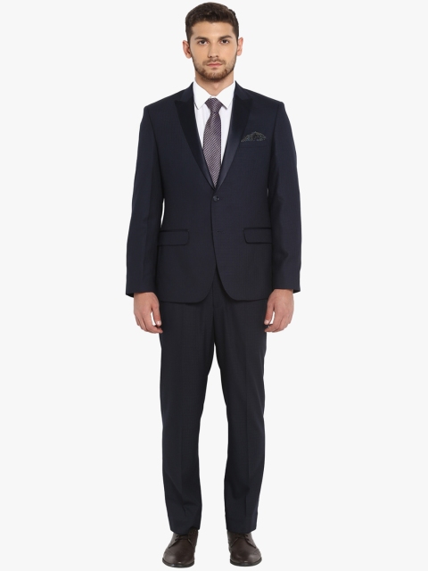 

Park Avenue Men Dark Blue Solid Suit
