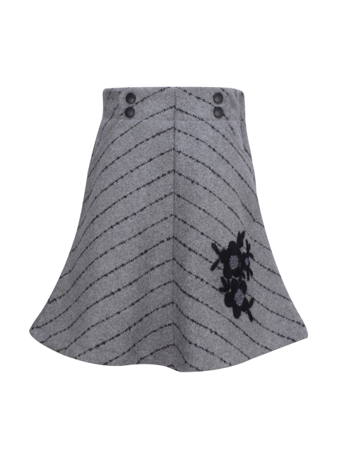 

CUTECUMBER Girls Grey and Black A-Line Skirt