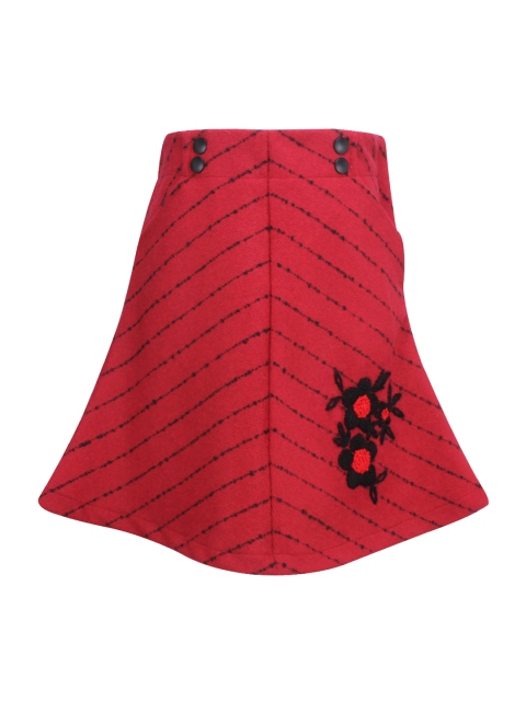 

CUTECUMBER Girls Red A-Line Embroidered Skirt