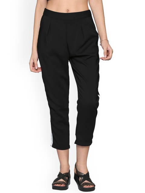 

People Women Black Regular Fit Solid Chinos