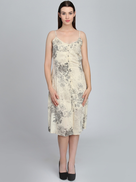 

Magzayra Women Cream-Coloured Floral Print A-Line Dress