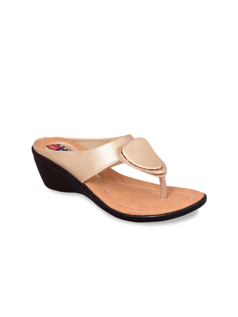 

MSC Women Gold-Toned Solid Sandals