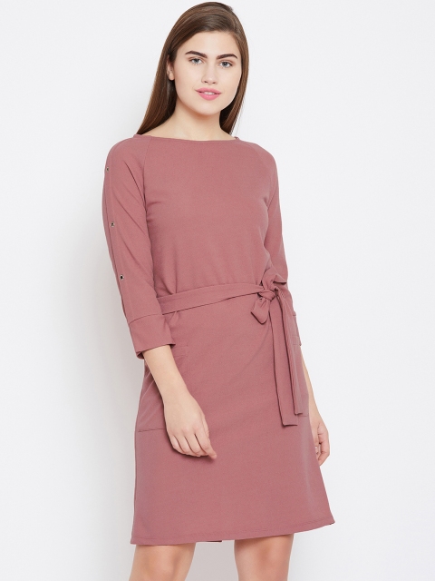 

Femella Women Peach-Coloured Solid A-Line Dress