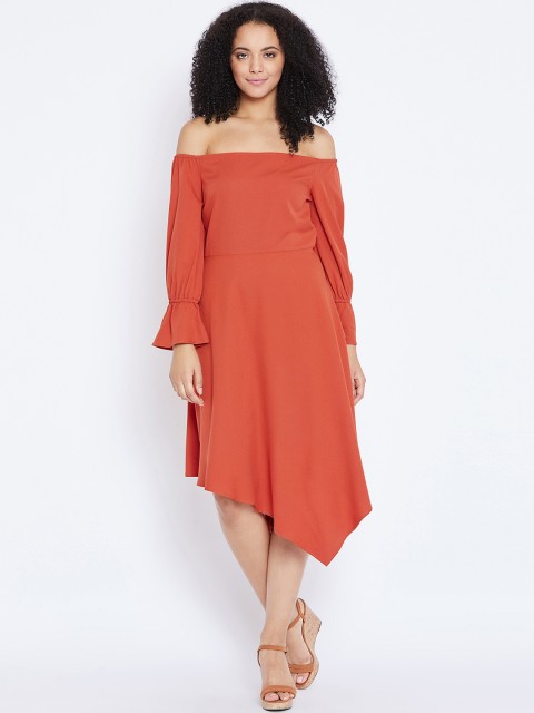 

Femella Women Rust Solid A-Line Dress