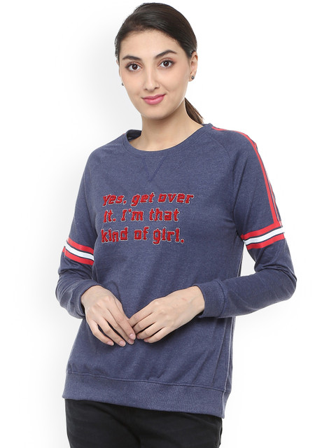 

People Women Blue Printed Top