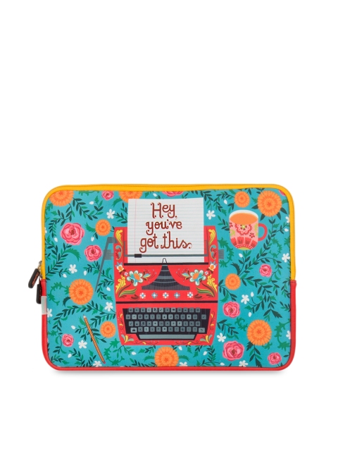 

Chumbak Unisex Turquoise Blue & Black Printed Laptop Sleeve