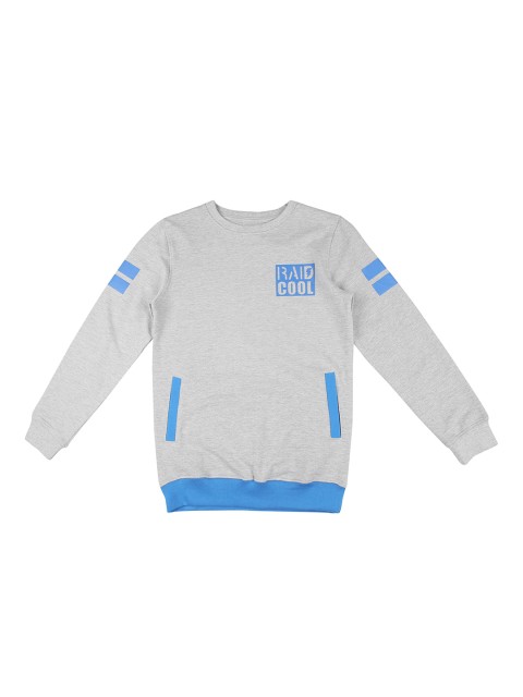

POPPERS by Pantaloons Boys Grey Melange & Blue Solid Sweatshirt