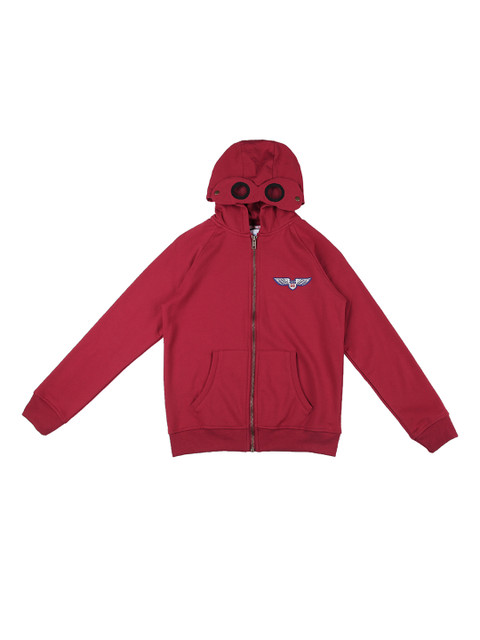 

POPPERS by Pantaloons Boys Maroon Solid Hooded Sweatshirt