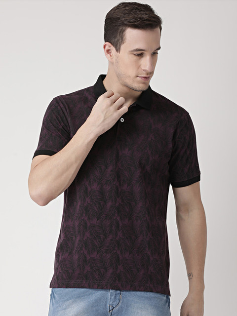 

Club York Men Purple Printed Polo Collar T-shirt