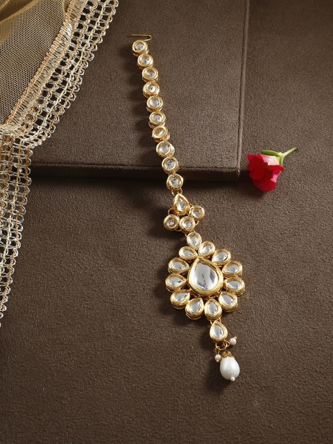 

Bamboo Tree Jewels Gold-Toned Hair Kundan Maang Tika