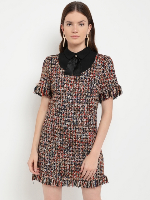 

Kazo Women Multicoloured Self Design A-Line Dress, Multi