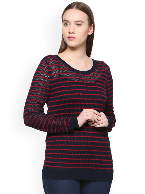 

Allen Solly Women Navy Blue Striped Top