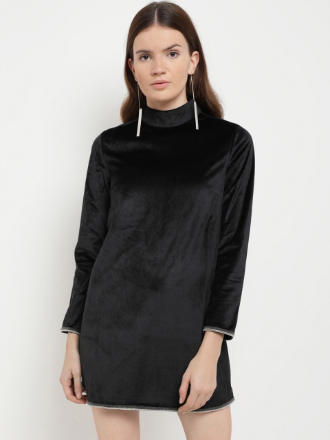 

Kazo Women Black Solid A-Line Dress