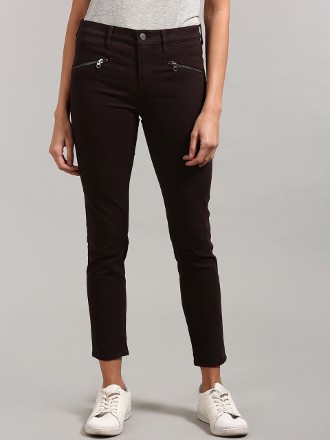 

GAP Women Brown Mid Rise True Skinny Jeans With Zip Detail