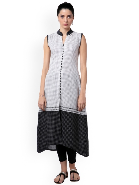 

Soch Women White & Black Checked A-Line Kurta