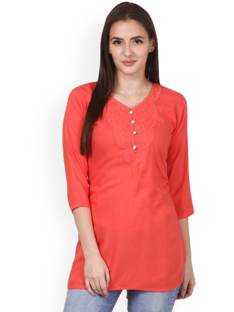 

Saadgi Women Red Embroidered Kurti