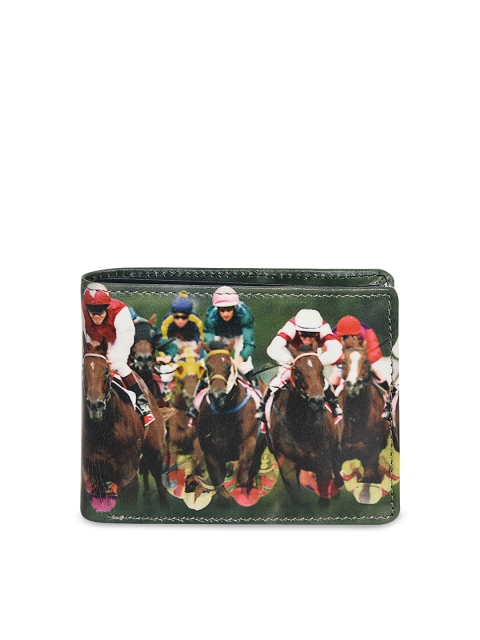

Peseta Men Multi-Coloured Printed Genuine Leather Two Fold Wallet