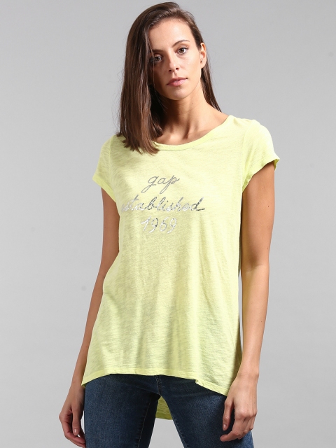 

GAP Yellow Printed Metallic Graphic Logo T-Shirt