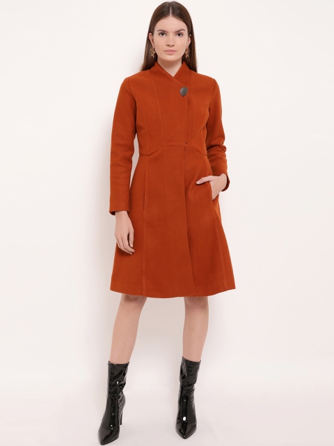 

Kazo Women Brown Solid Overcoat