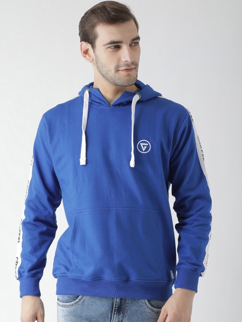

GRIFFEL Men Blue Solid Hooded Sweatshirt