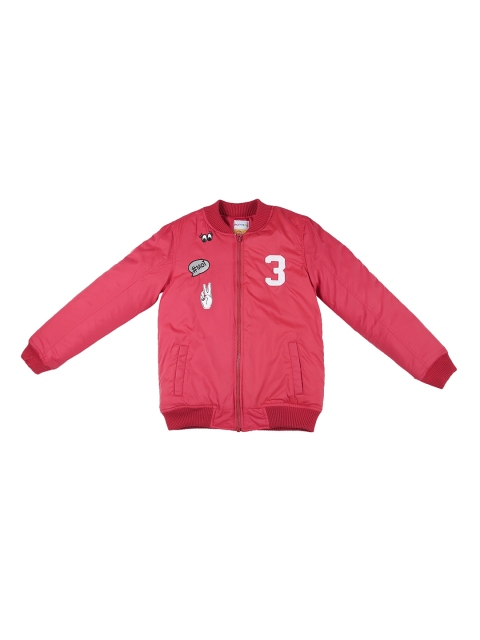 

POPPERS by Pantaloons Girls Red Solid Bomber Jacket