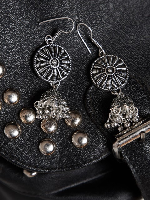 

ZeroKaata Silver-Toned Quirky Jhumkas