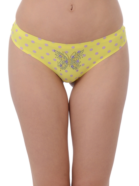 

Da Intimo Women Yellow & Purple Studded Thongs