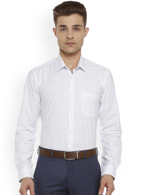 

Peter England Men White Checked Formal Shirt