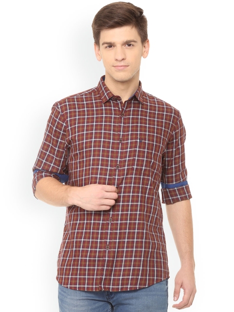 

Allen Solly Men Maroon & Blue Slim Fit Checked Casual Shirt